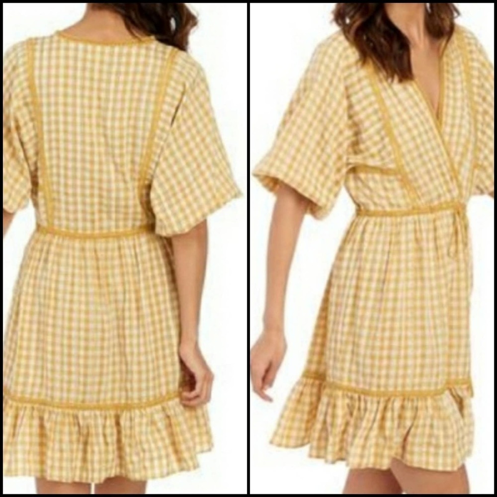 NEW! MAX STUDIO Gingham Puff Sleeve Peasant Dress L - Picture 2 of 8